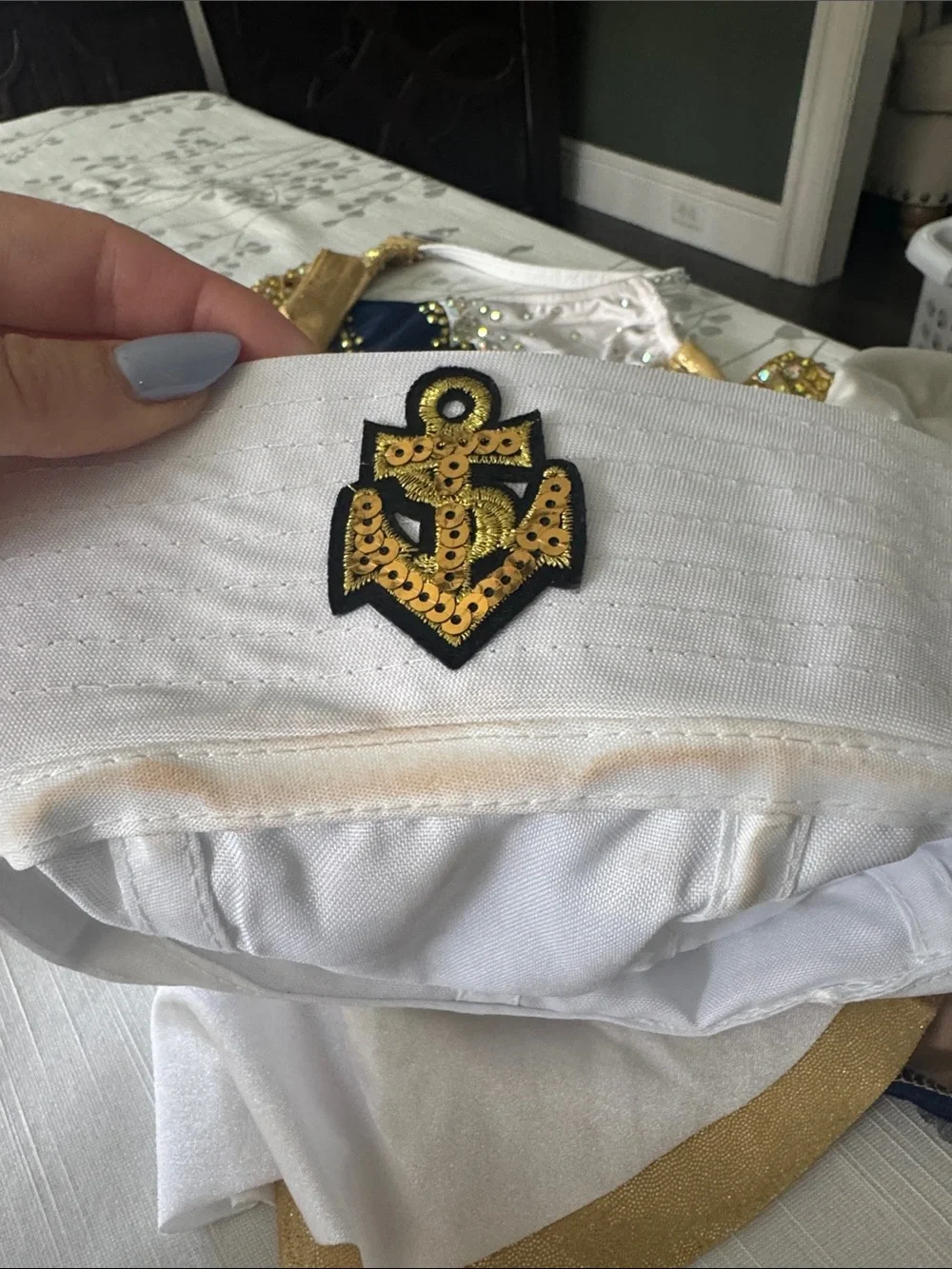 Glamour Navy, White & Gold Sequin Sailor Dance Costume